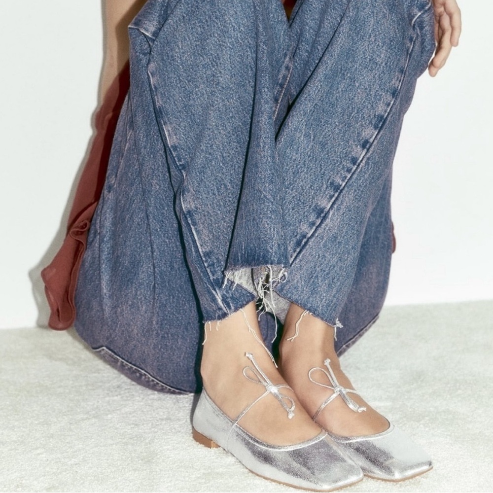 Zara Silver Ballet Flats